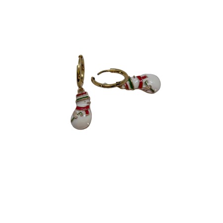 earrings hoops steel gold snowman